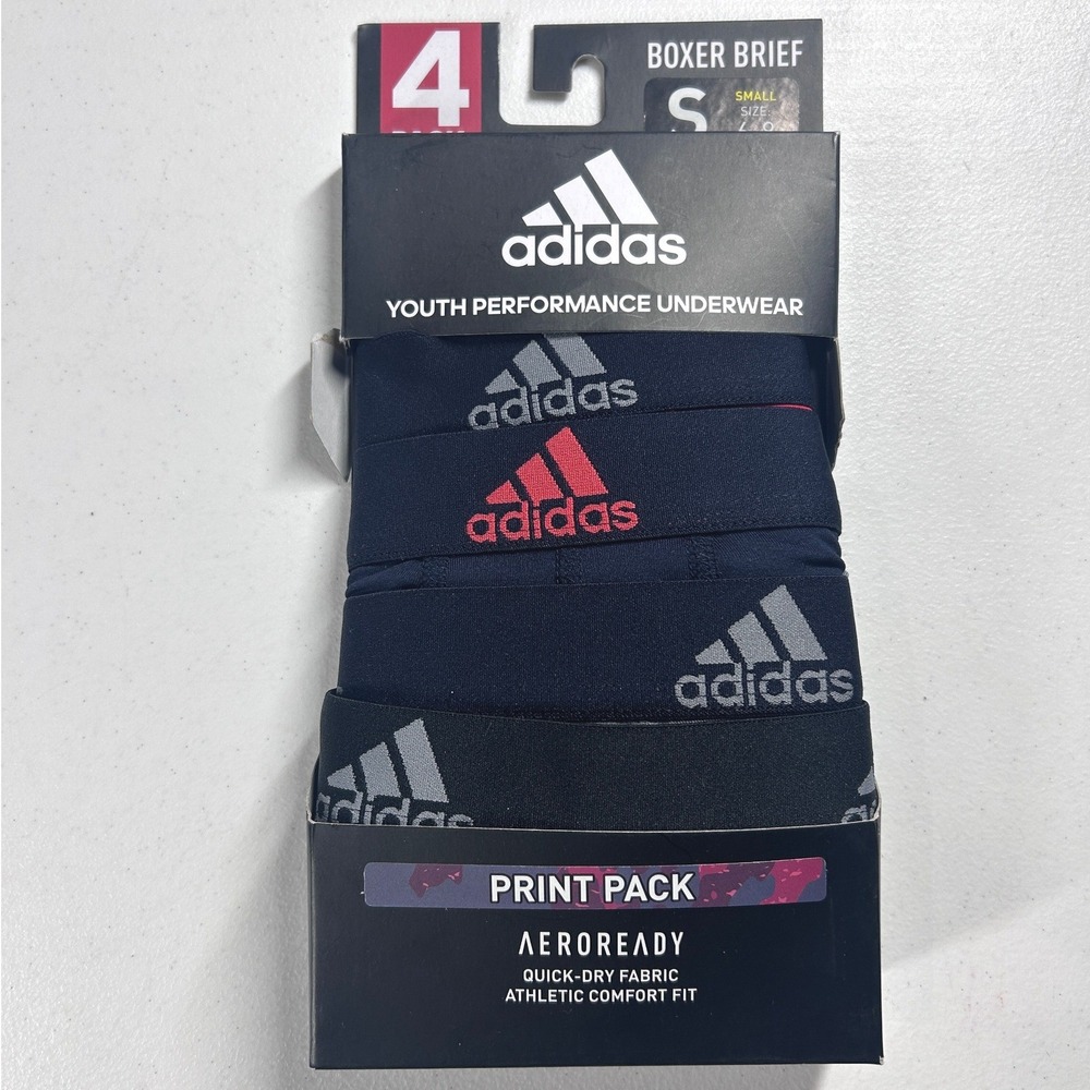 Adidas Youth Performance Boxer Briefs 4 Pack Small AEROREADY‎ Print Pack NEW